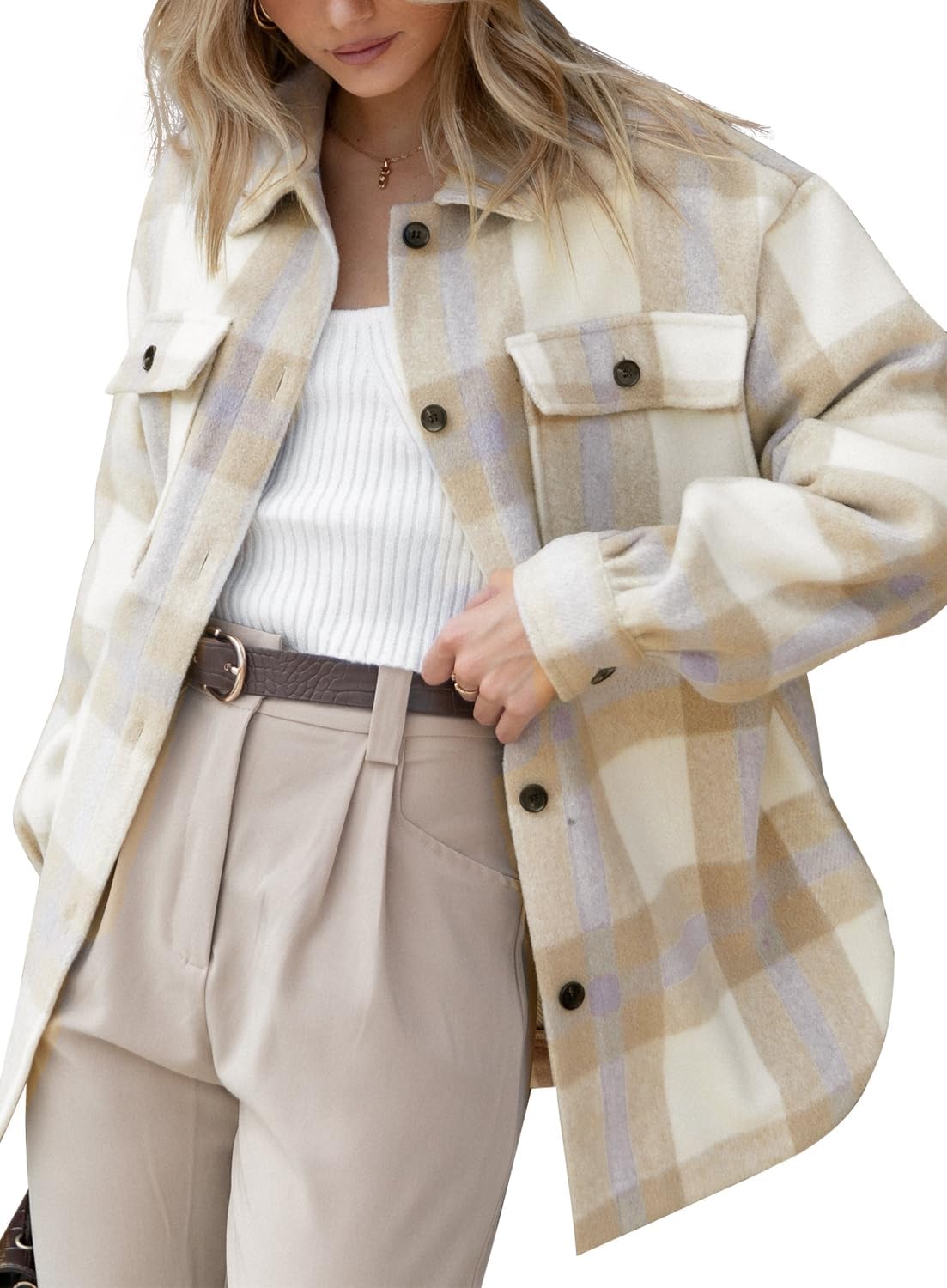 Beaully Women's Flannel Plaid Shacket for Fall Outfits