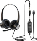 USB Headset with Noise Cancelling Microphone for PC & Laptop - Clear