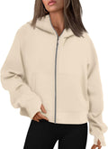 Womens Zip Up Hoodies Fleece Jacket - Oversized Cropped Sweatshirt