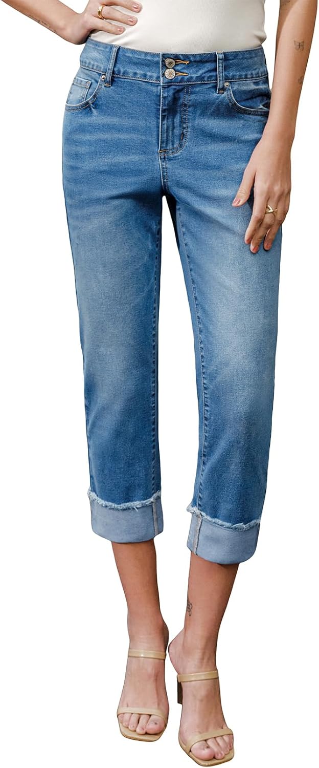 High Waisted Stretchy Capri Jeans for Women - Stylish Comfort