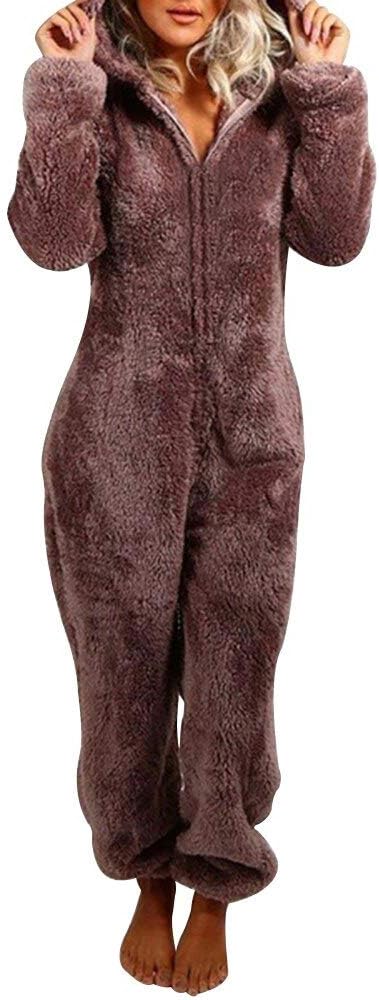 Womens Fleece Onesies Pajamas Jumpsuit for Cozy Comfort