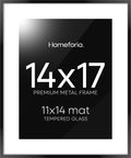 Homeforia 14x17 Picture Frame Black Matted to 11x14 - Clean Modern