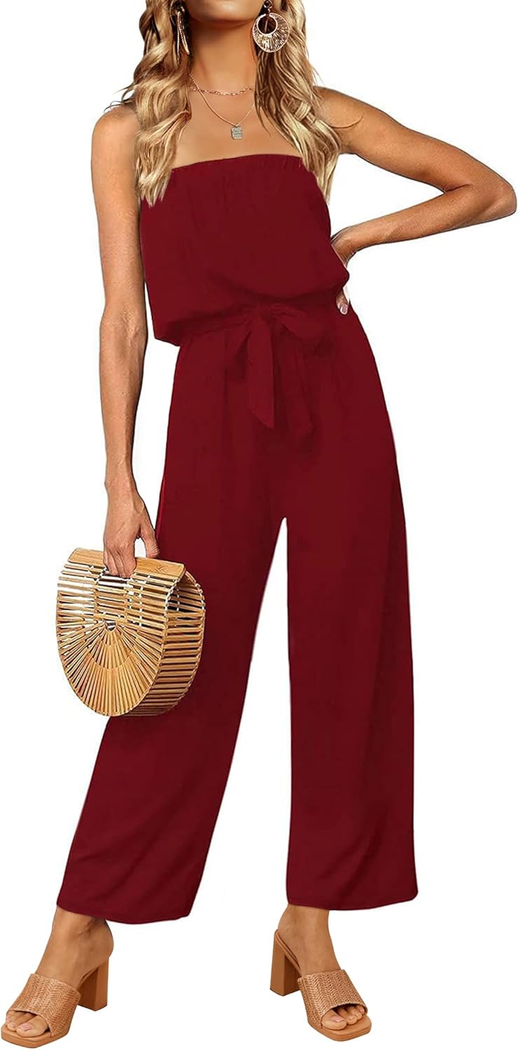 Stylish Off Shoulder Solid Color Wide Leg Jumpsuit for Women