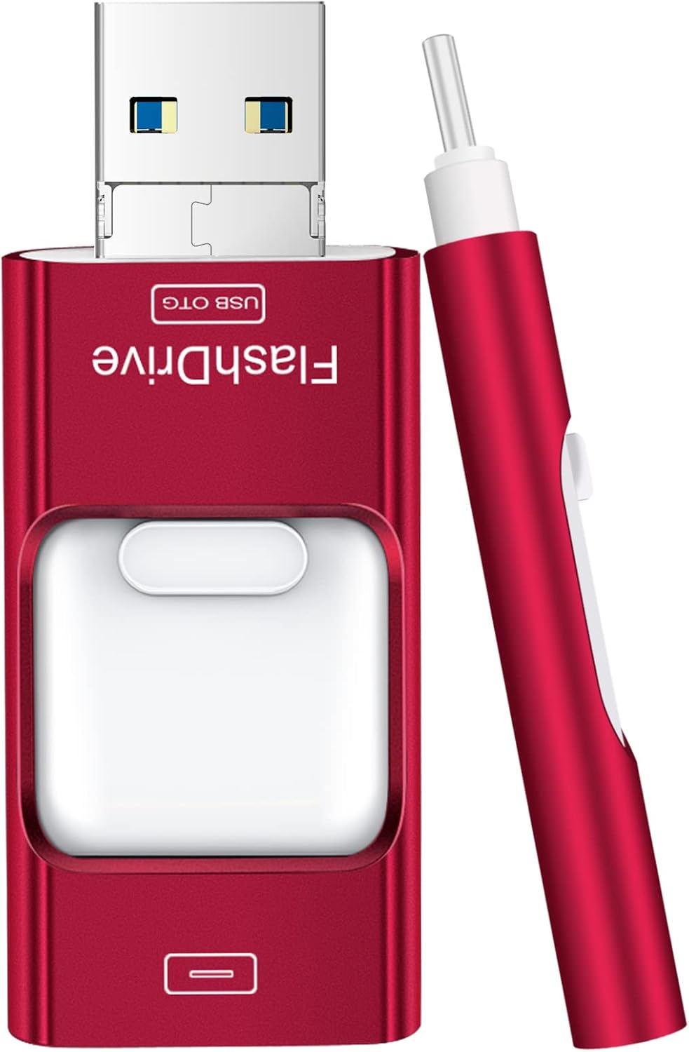 256GB 4-in-1 Flash Drive for Easy Device Storage - Candy Red