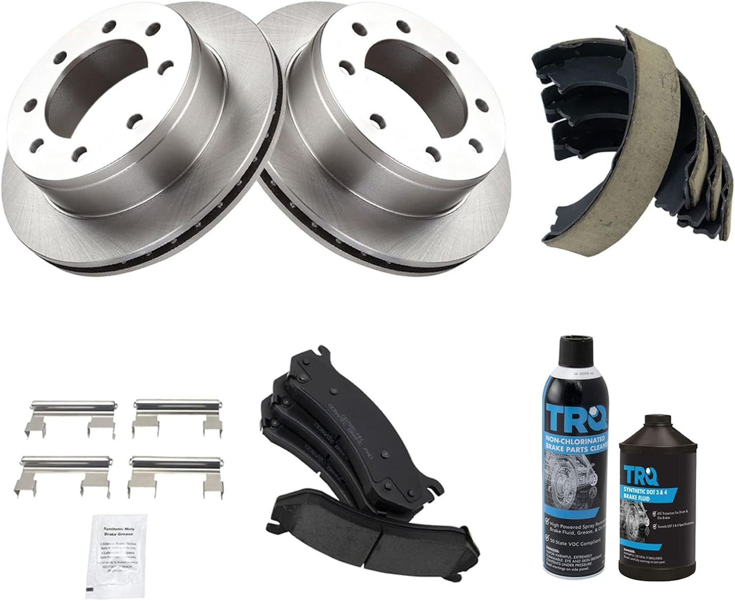 TRQ Rear Brake Pad & Rotor Kit for Chevrolet and GMC Vehicles