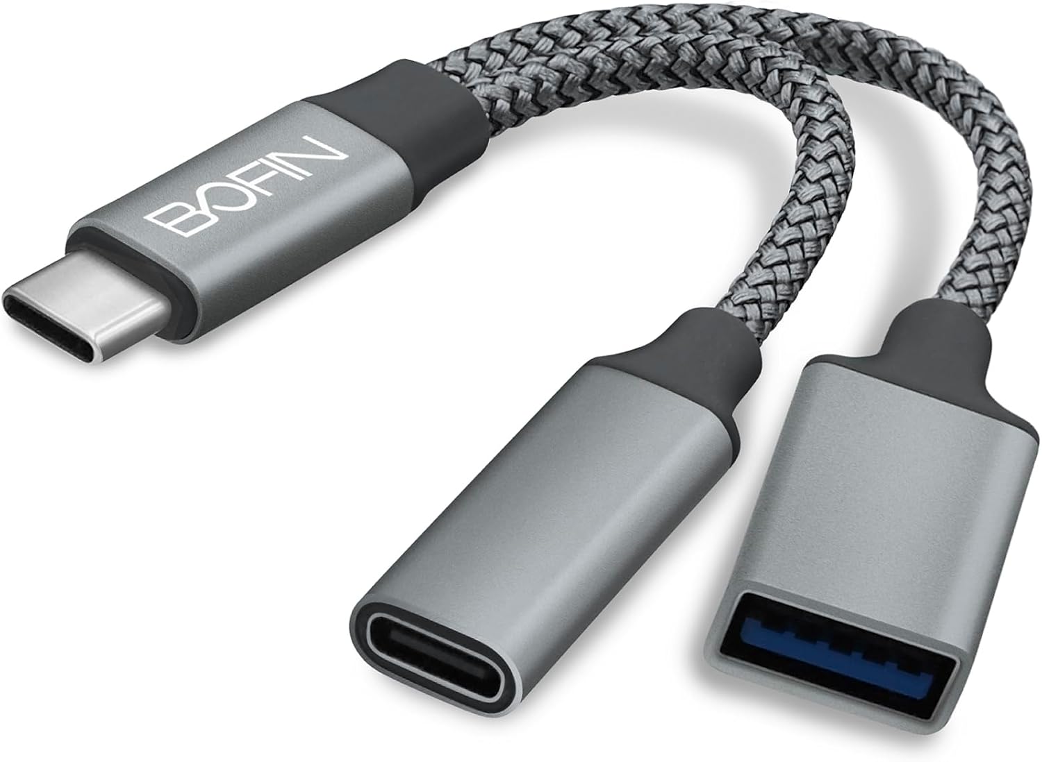 BOFIN 2-in-1 USB C OTG Adapter - Fast Charge iPhone, Galaxy, Pixel