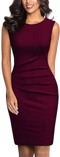 Miusol Women's Retro Ruffle Sleeveless Cocktail Pencil Dress - Elegant