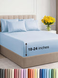 Extra Deep Queen Sheet Set - 6 Piece Cooling Sky Blue - Secure Fit