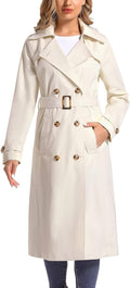 Women's Waterproof Long Trench Coat Double Breasted - Slim Fit