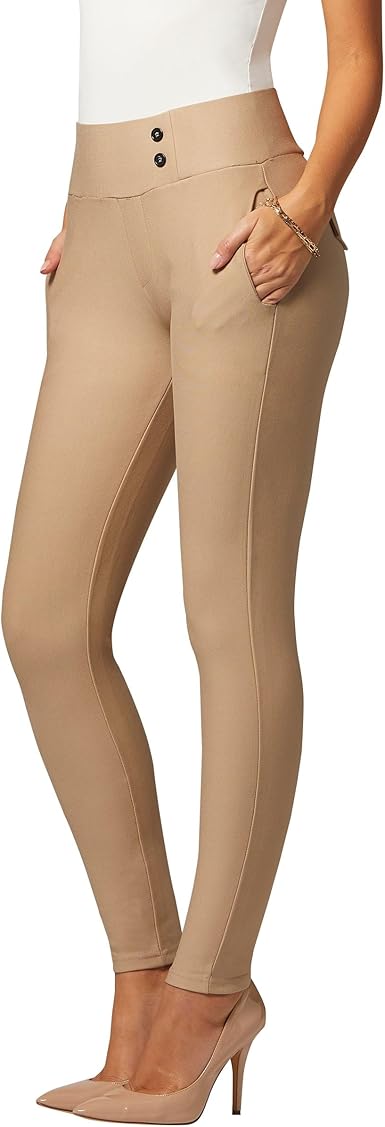 Conceited Women's Premium Stretch Slim Leg Dress Pants with Pockets