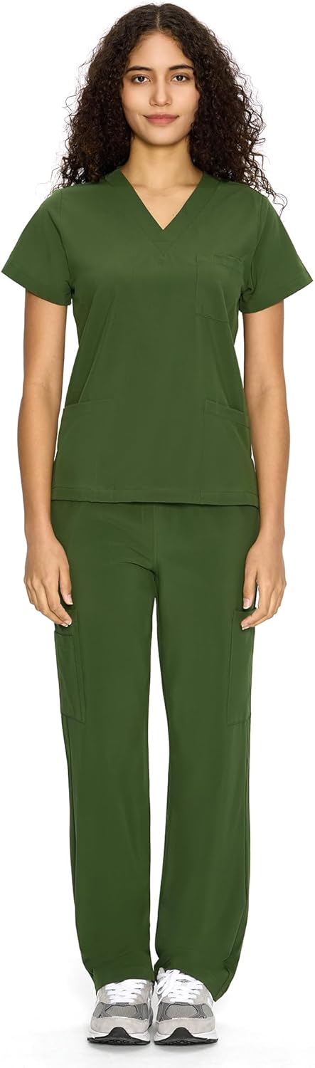 COZYFIT Scrubs for Women Set with 9 Pockets for Comfort