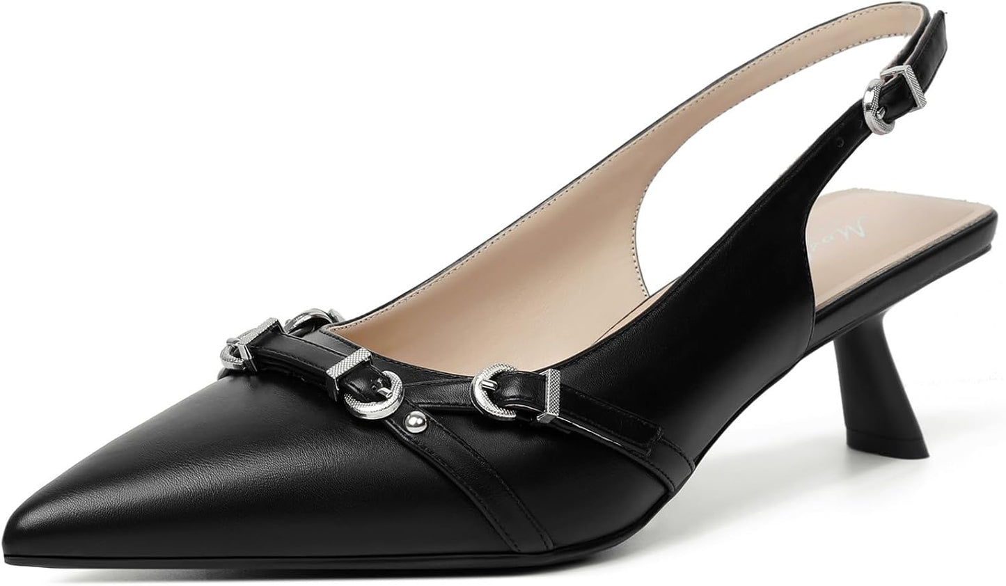Mostrin Kitten Heels for Women: Stylish Slingback Pumps