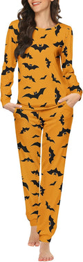 Womens Jogger Pajama Set with Star Print - Cozy Long Sleeve Sleepwear