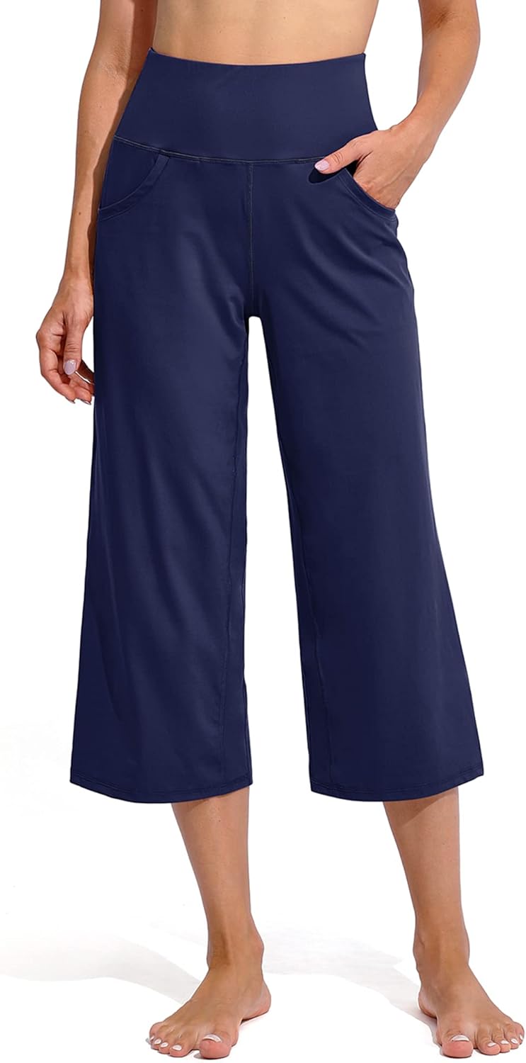 Promover Capri Pants for Women - Wide Leg Yoga Cropped Pants