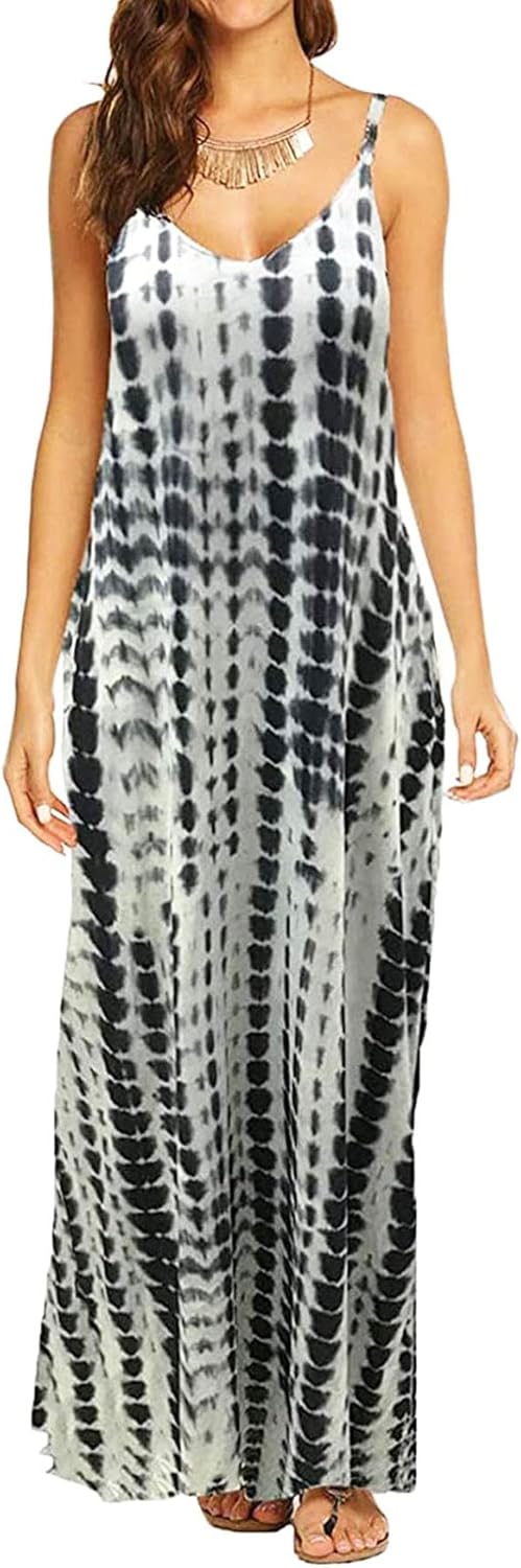 Supnier Women's Summer Maxi Dress with Pockets for Comfort