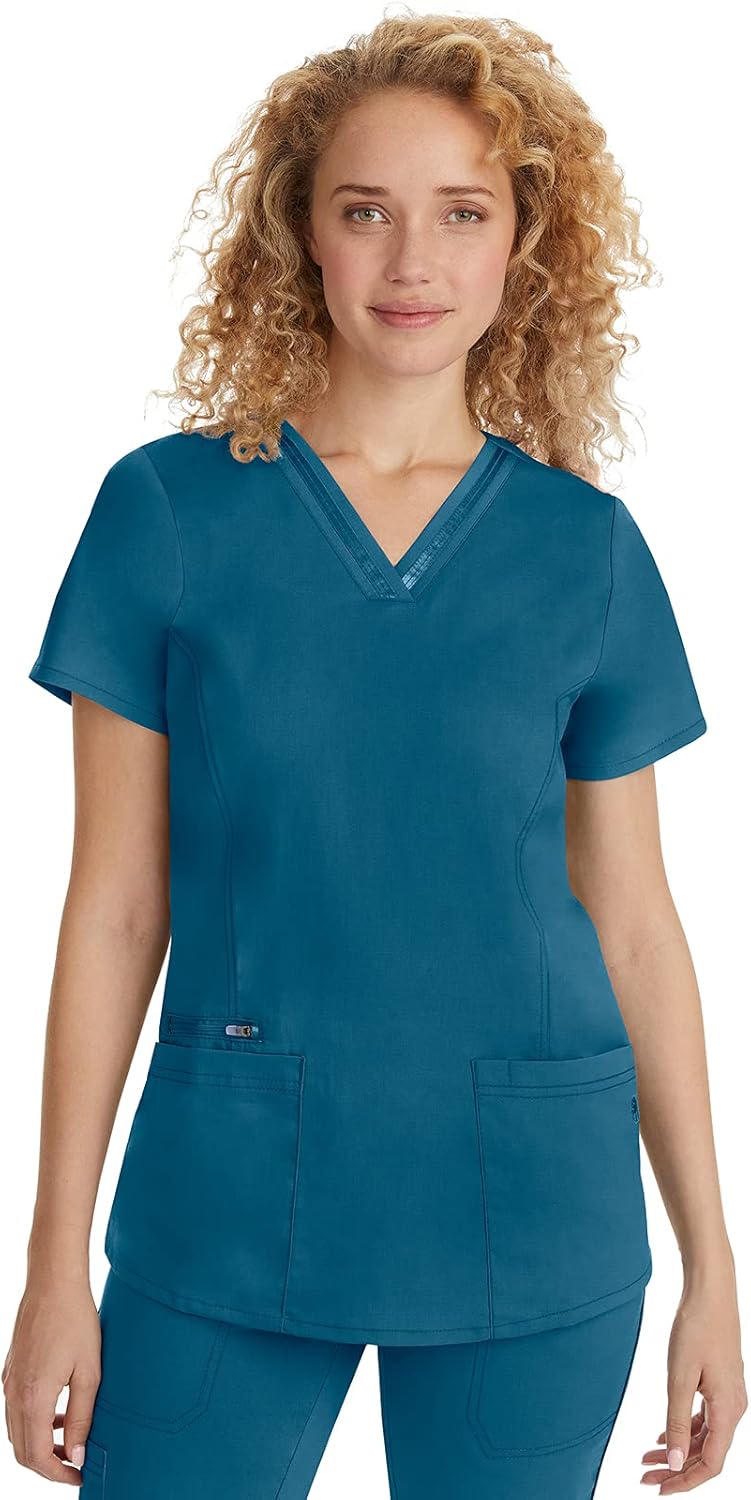 Healing Hands Women's Scrub Top with 3 Pockets and Stretch Fabric