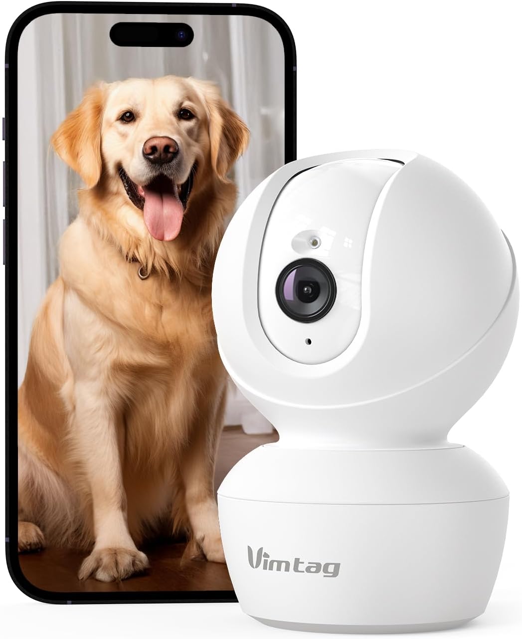 VIMTAG 2.5K Pet Camera: 360 Pan-Tilt, Night Vision, Motion Tracking