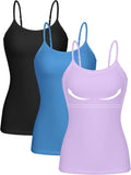 Women Cotton Camisoles 3 Pack with Shelf Bra - Comfortable Everyday