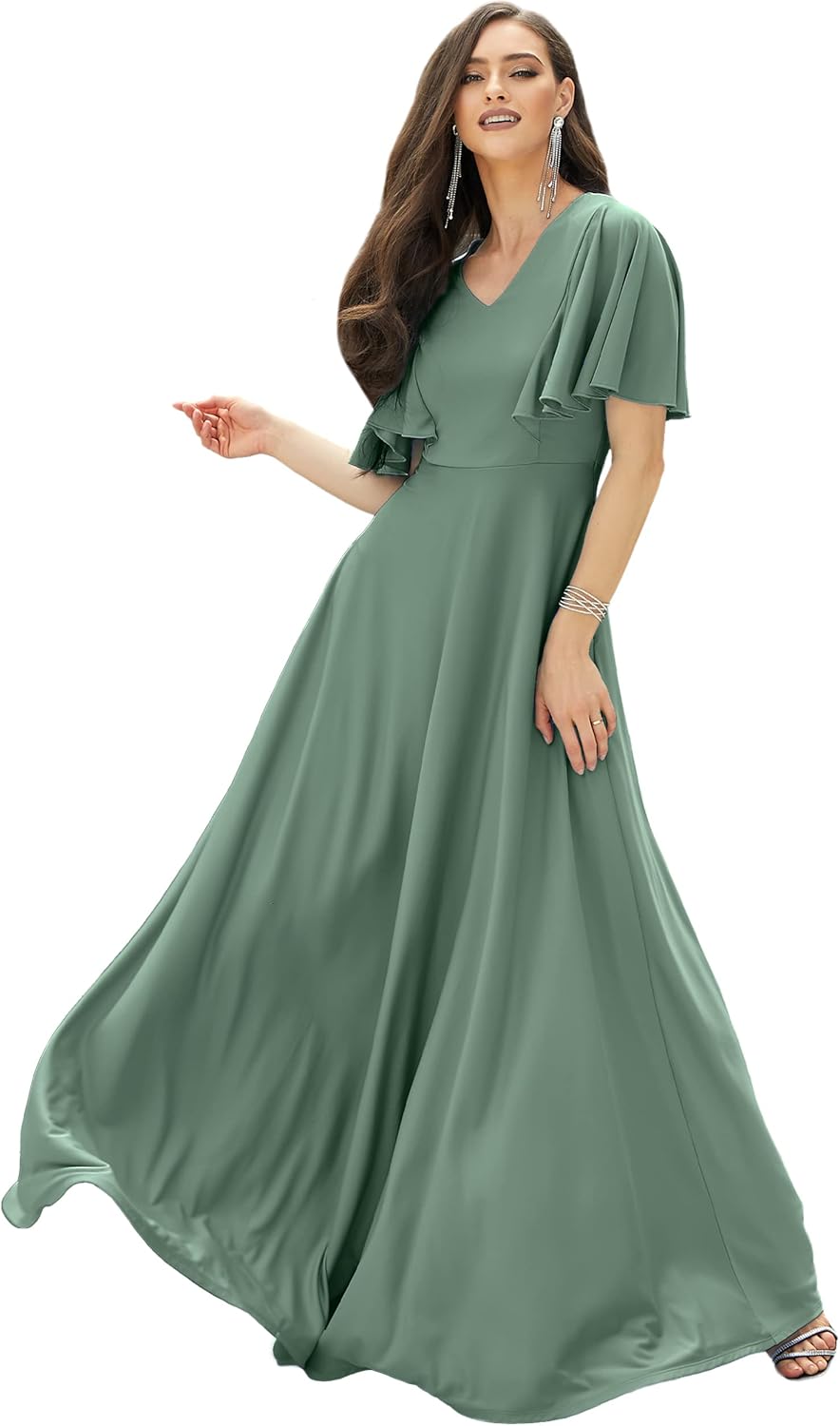 Elegant Seafoam Pale Green Maxi Dress for Special Occasions