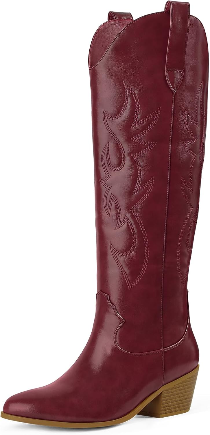 Ouepiano White Cowgirl Boots for Women - Stylish Knee High Design