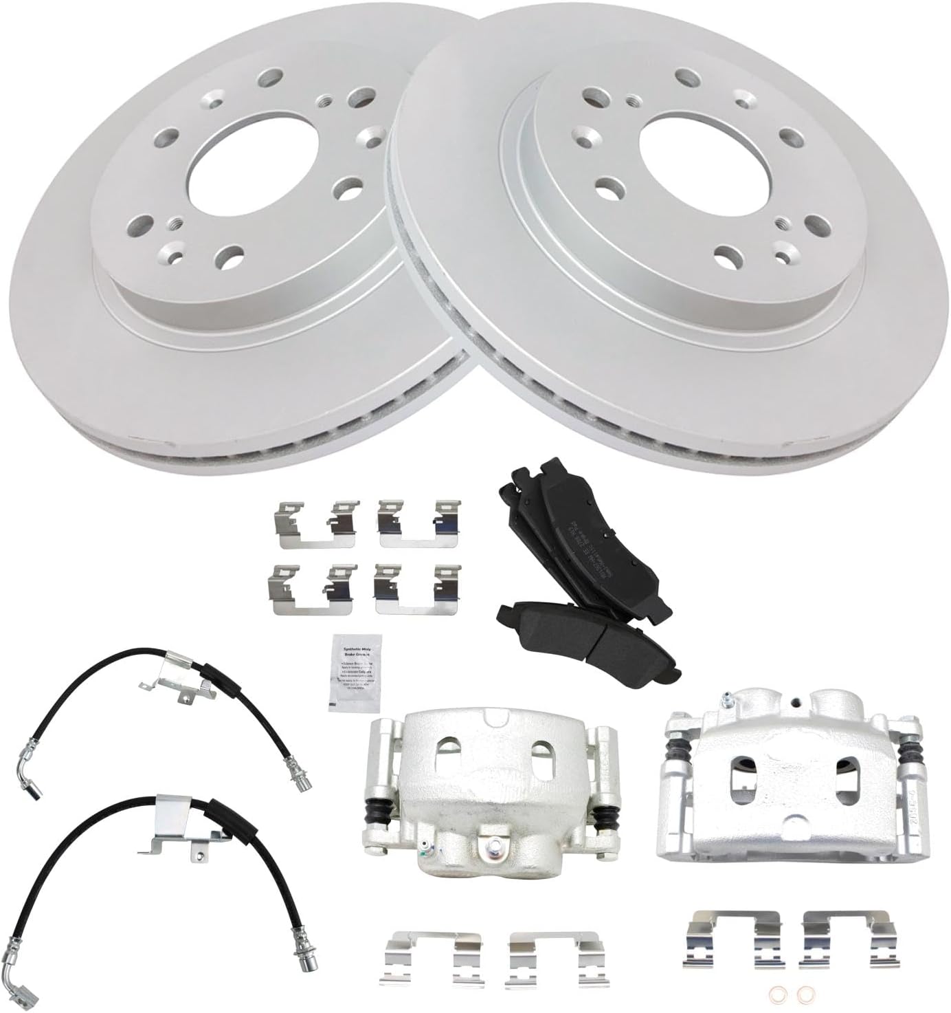 TRQ Brake Pad & Rotor Kit Premium G-Coated Semi-Metallic Front