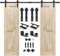 Double Unfinished British Brace Knotty Barn Door 28 in x 84 in - Ready