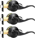 GOBEKOR Matte Black Privacy Door Handles for Bedroom and Bath