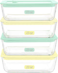 Urban Green Glass Food Container Set with Glass Lid, 4 Pack - Plastic