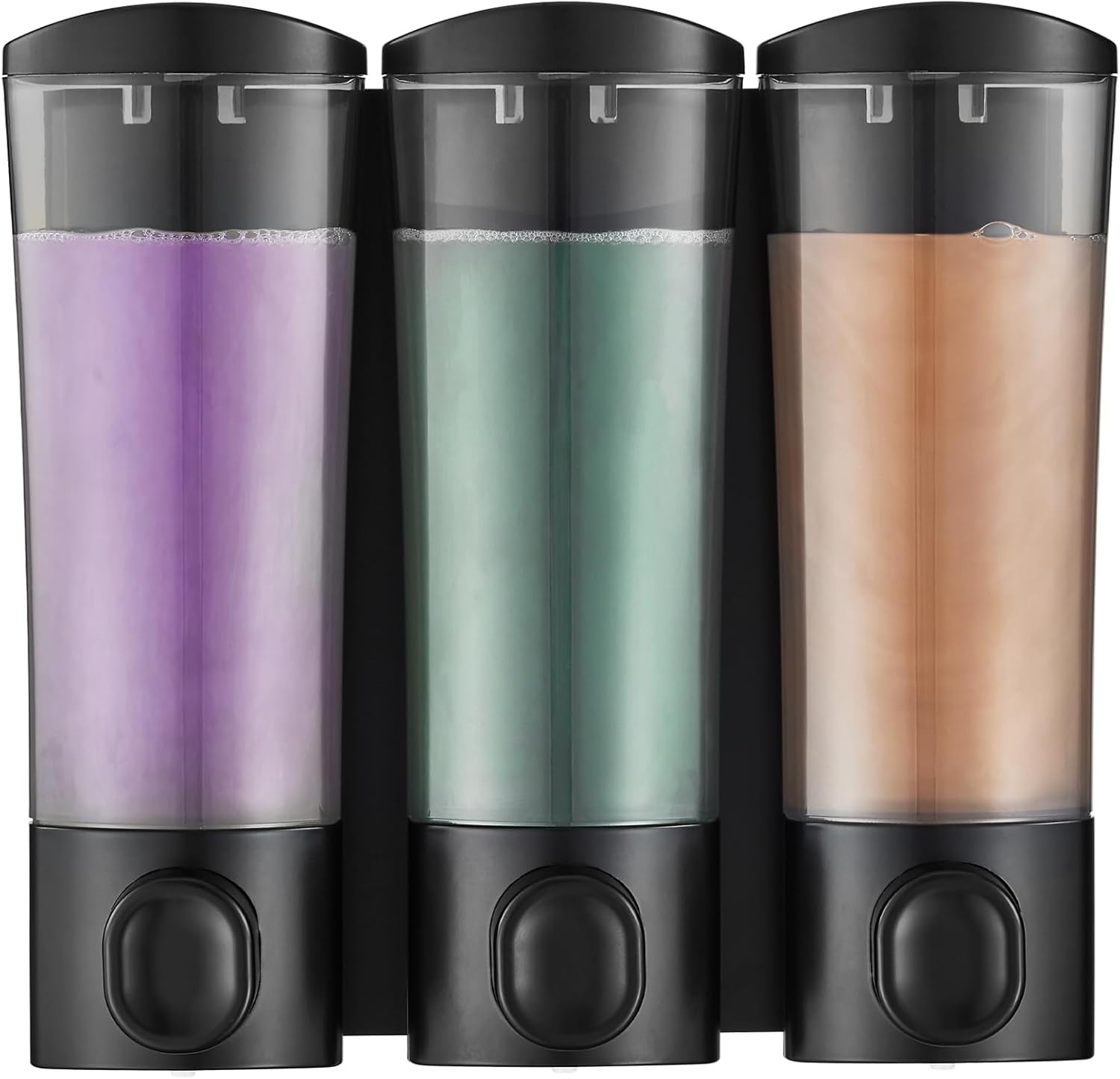 3-Chamber Wall Mount Dispenser Set, No Drill, 3x300ML, Black
