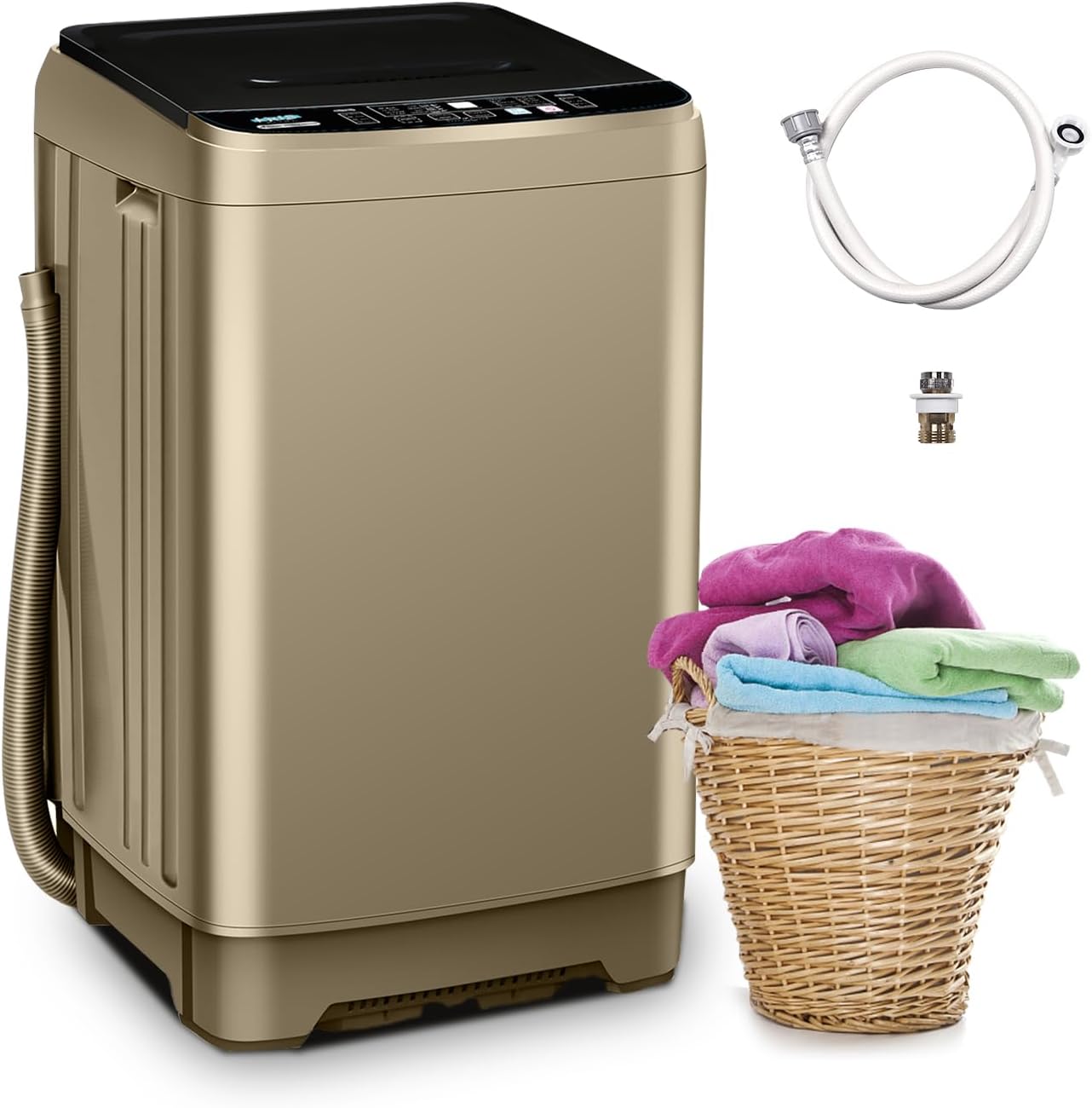 17lbs Full-Automatic Portable Washer, 10 Programs, Low Noise, Drain Pump - Ideal for Dorms, Homes, RVs!