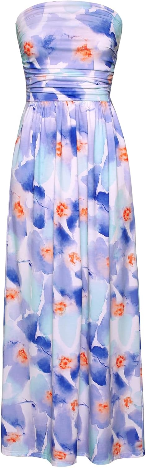 Stylish Strapless Maxi Dress with Pockets for Women