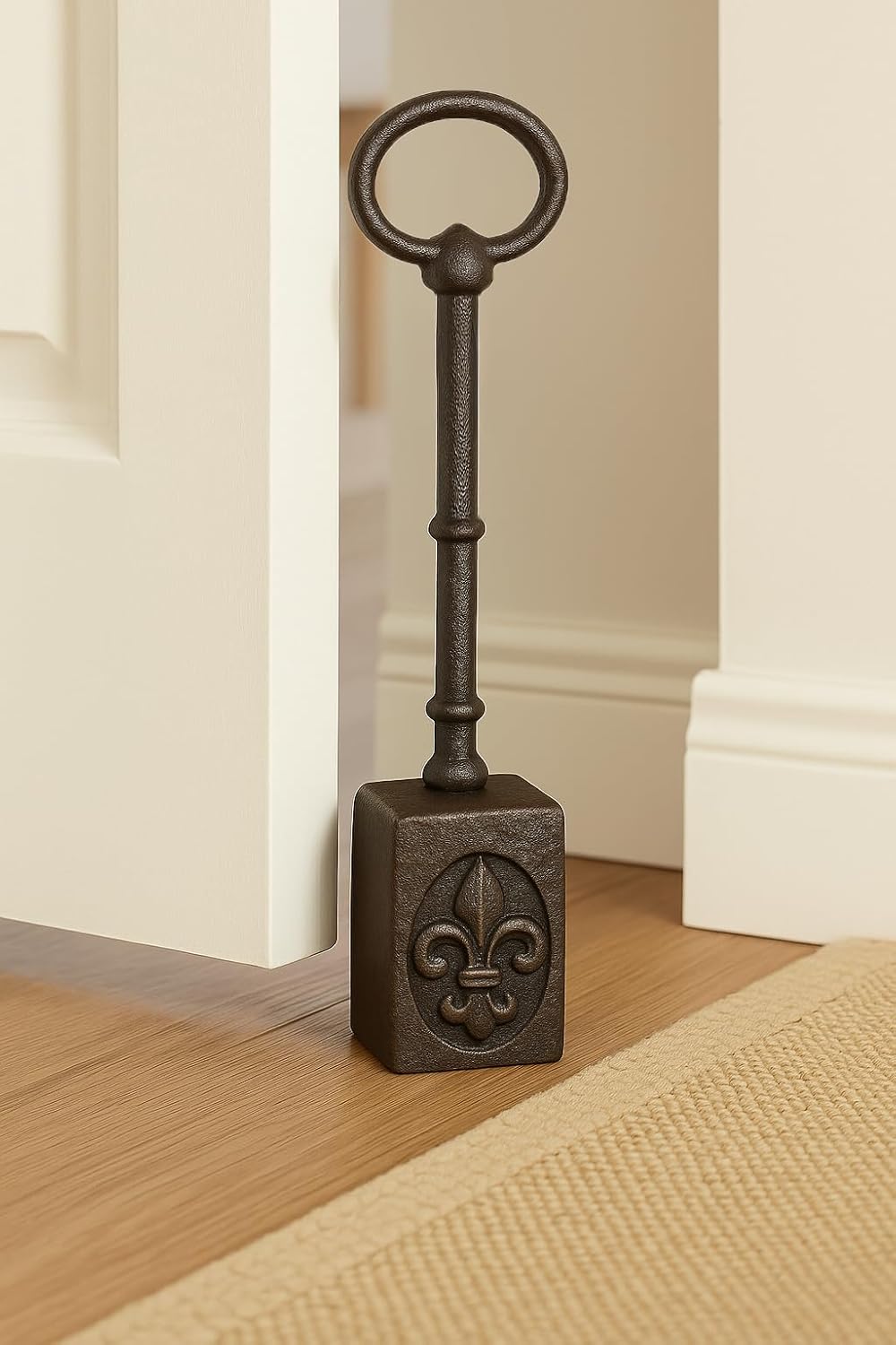 Lulu Decor 100% Cast Iron Heavy Door Stopper with Adjustable Handle