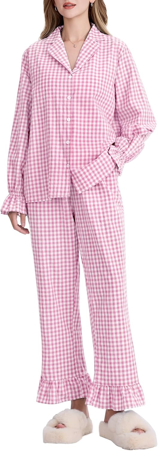 Kissonic Women Gingham Pajama Sets for Cozy Sleep and Style