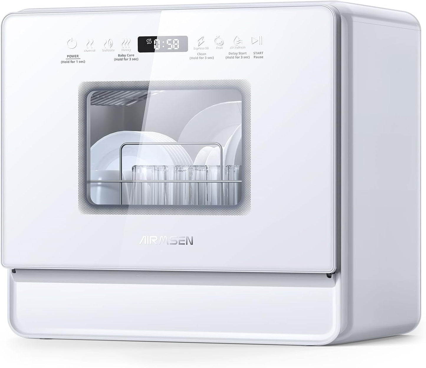 Portable Countertop Dishwasher with 5L Water Tank and Delay Start