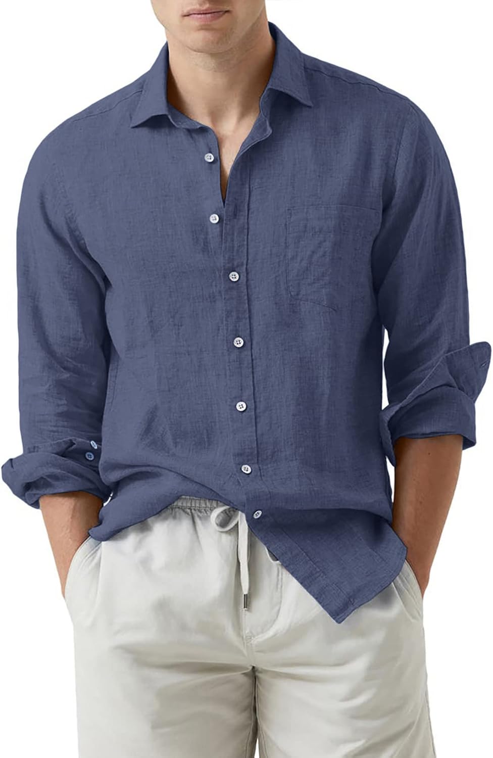 Stylish Cotton Linen Button Down Shirt for Men - Versatile Wear