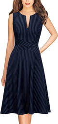 Womens Elegant Front Zipper Slim Work A-Line Dress - Versatile Office
