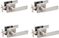 Probrico 4 Pack Square Door Lever Privacy Lockset in Satin Nickel