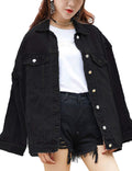 Oversized Mid Long Denim Jacket for Women - Casual Boyfriend Fit