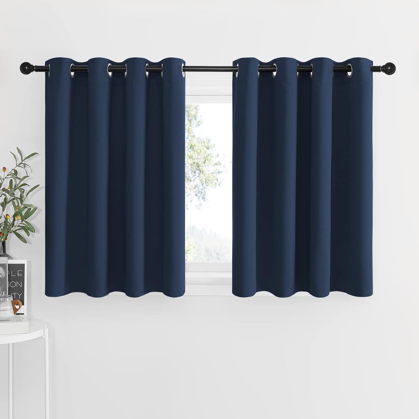 NICETOWN Navy Blackout Curtains - Thermal Insulated 52x36 - 2 Panels