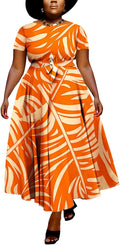 Women Plus Size Formal A Line Maxi Dress Self Tie Waist (Style HDFM)