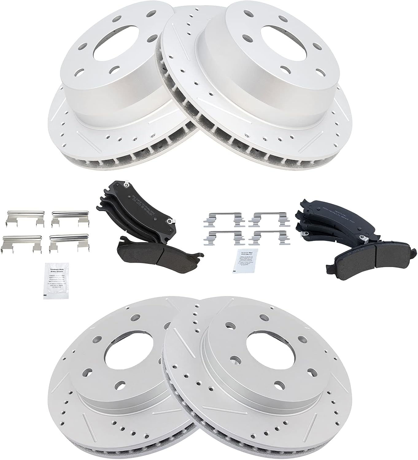 TRQ Front & Rear Brake Pad & Rotor Kit for Cadillac & GMC