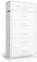 White Vertical Tall Dresser with 7 Drawers - Space Saving Tower