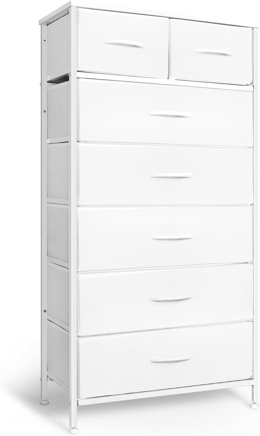 Tall Dresser for Bedroom with 7 Drawers and Wood Top