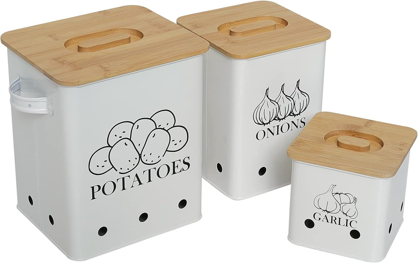 Kitchen Canisters Set for Potato, Onion & Garlic Storage