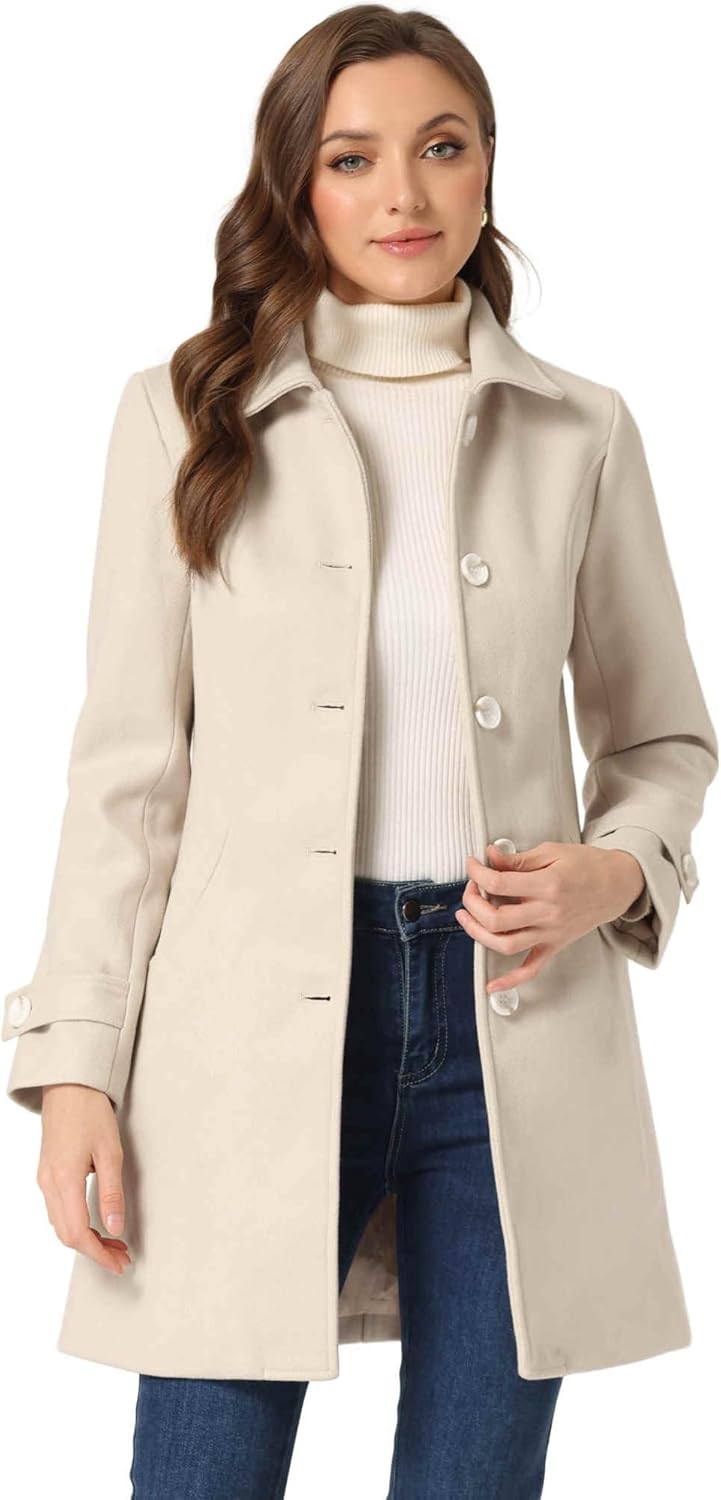 Allegra K Women's Winter Outerwear A-Line Pea Coat for Style