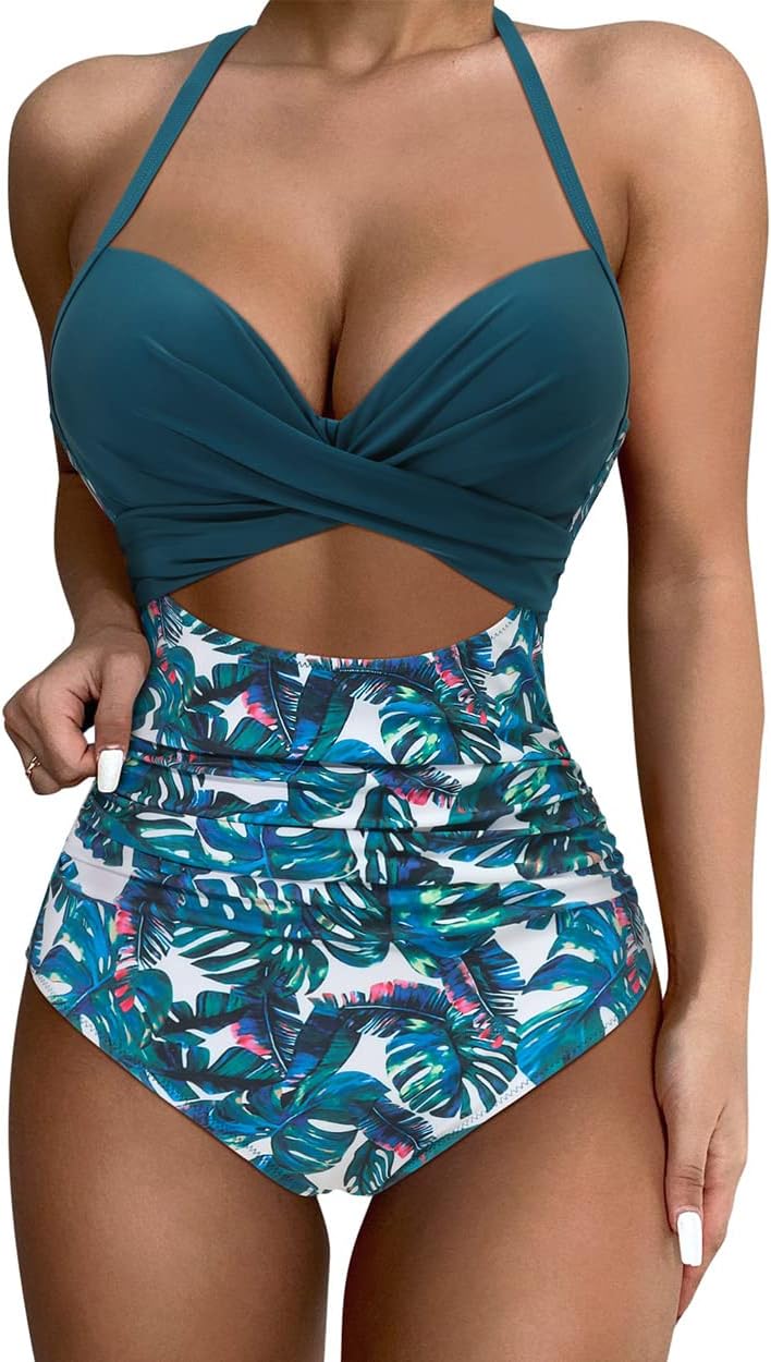 SUUKSESS Women Wrap Cut Out One Piece Swimsuit for Summer Fun