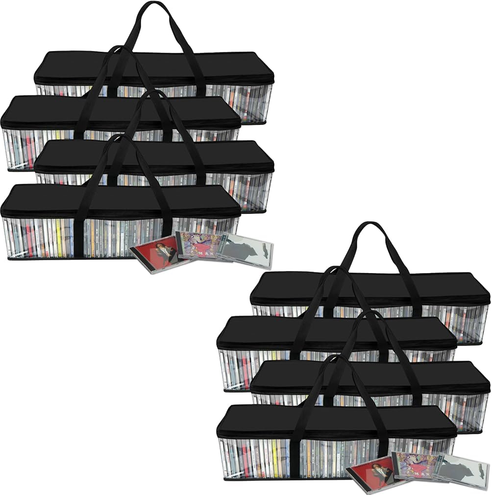 Evelots CD Storage Bags - Clear PVC Cases for 400 CDs Total