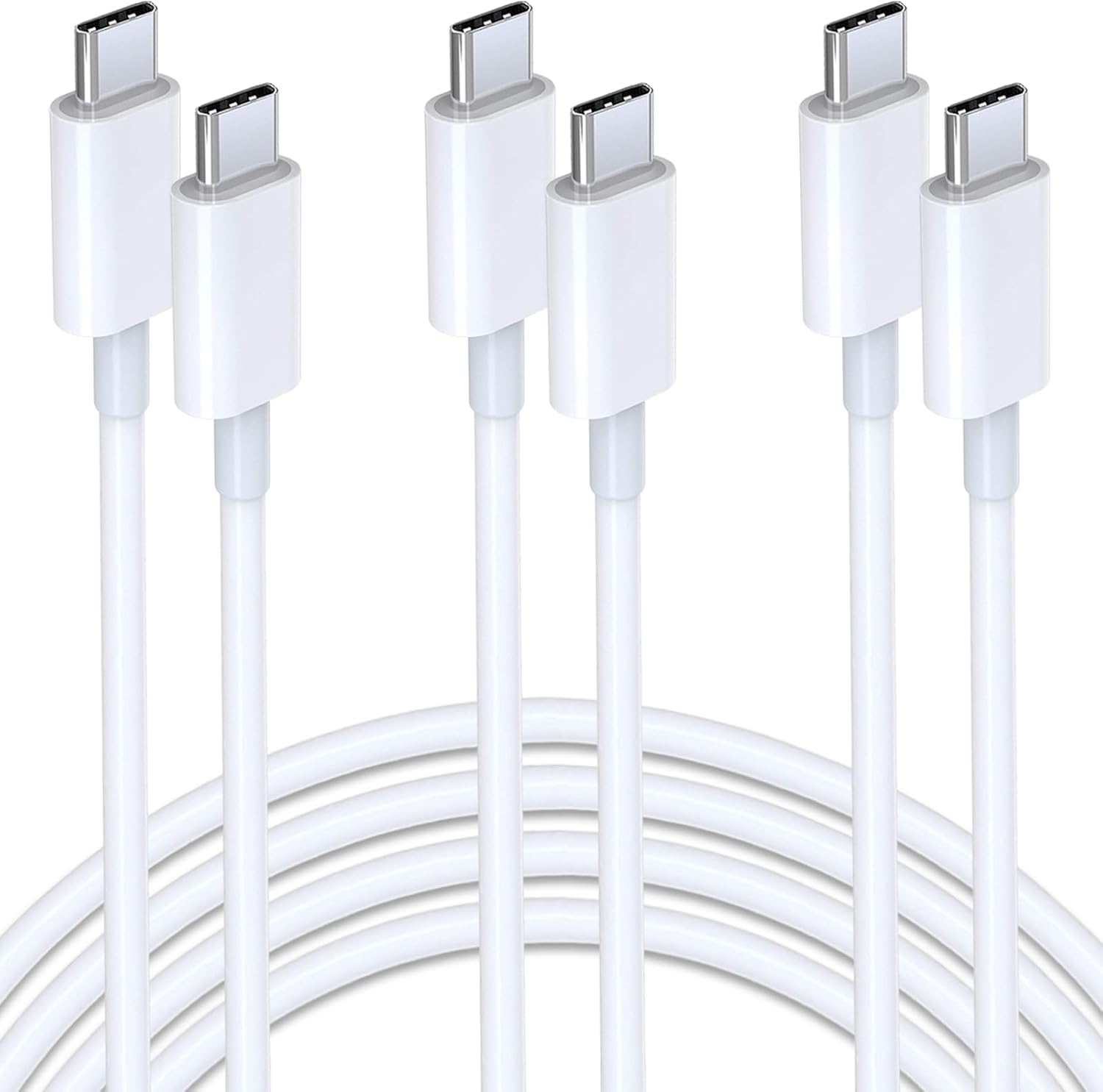 YOKERSU 6Ft 3-Pack Fast Charge USB-C Cables - iPhone & Galaxy Compatible