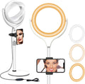 8 in Desk Ring Light with Stand and Phone Holder - Adjustable Video