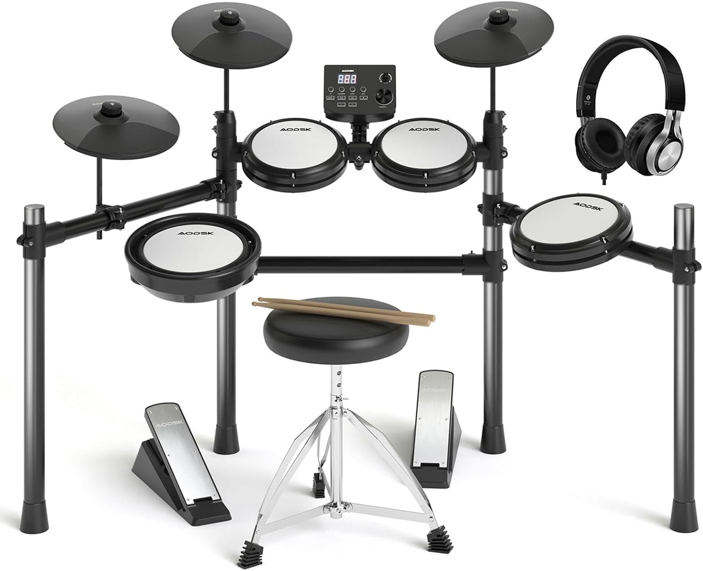 AODSK Electric Drum Set with Mesh Pads for Beginners and Teens